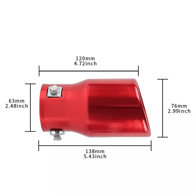 Red Round Car Exhaust Pipe Tailpipe Straight Pipe 63mm 2.5 Inch Inlet