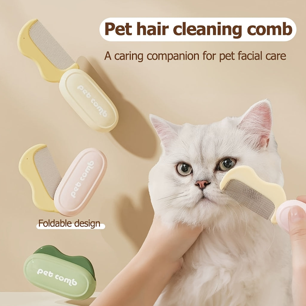 1pc清洁猫梳，猫咪宠物毛开结梳，猫狗去浮毛针梳，开结除跳蚤驱虫梳子，密齿解结除螨梳，可折叠设计，适用于长毛短毛猫，减少掉毛与打结
