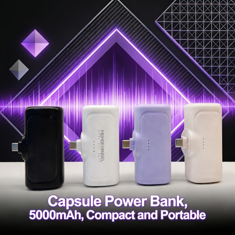 22.5W 快速充電 5000mAh 迷你行動電源，USB-C 充電器，通用相容性，USB Type-C，雙電源模式，可充電鋰聚合物電池，適用於 iPhone 16/15 系列和 Android 裝置