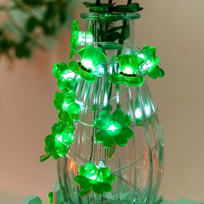 三葉草帽形串燈，電池供電，適用於室內裝飾與節日氛圍營造