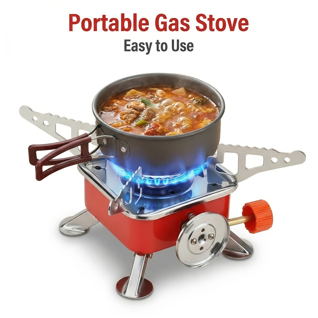 Portable Windproof Folding Stove - Lightweight & Compact Camping Stove with Adjustable Flame, Ideal for Backpacking, Hiking, Picnic & Home Emergency - Essential for Solo & Group Camping