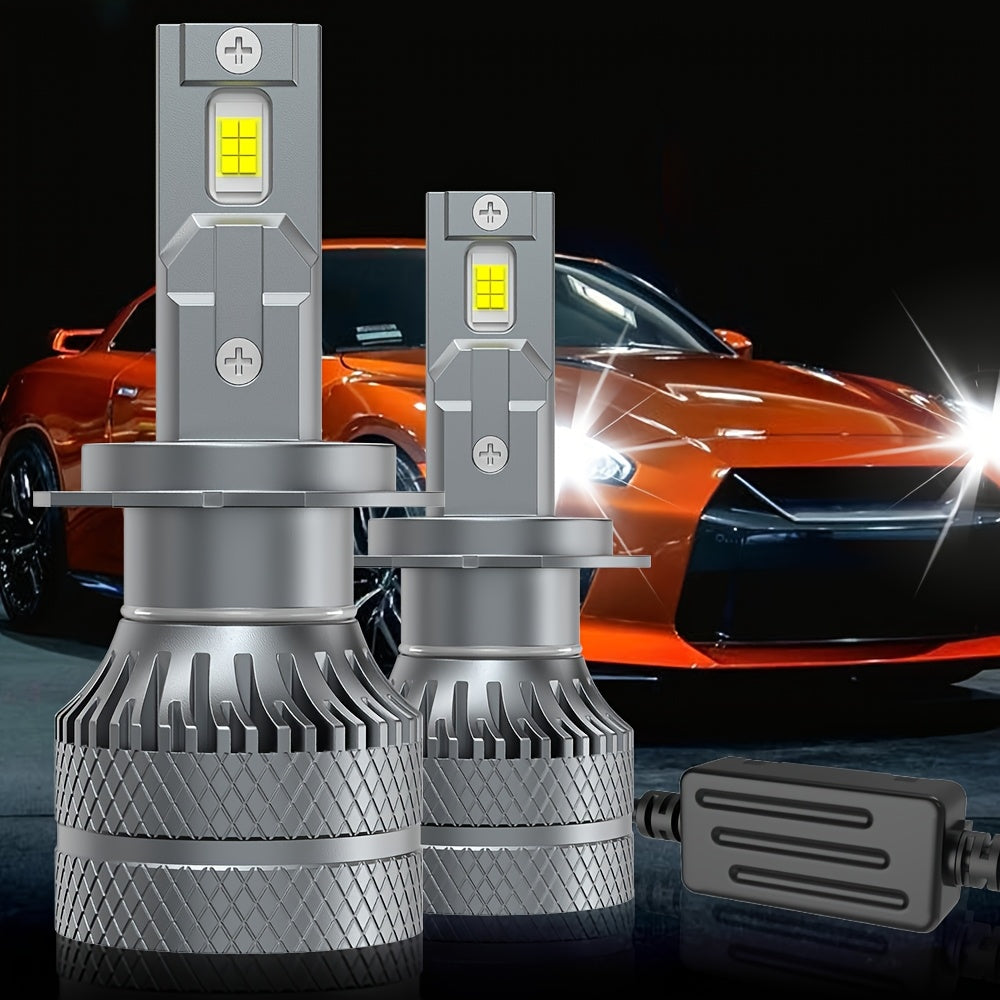 2-Pack H7 H4/9003/HB2 LED Headlights 29800 Lumens 220W High Power H11 H9 H8 CANBUS Error-Free 3570 CSP Chip 9005/HB3 9006/HB4 H1 9012/HIR2 Turbo Car Bulbs Aluminum Housing No Battery Included Model QY033