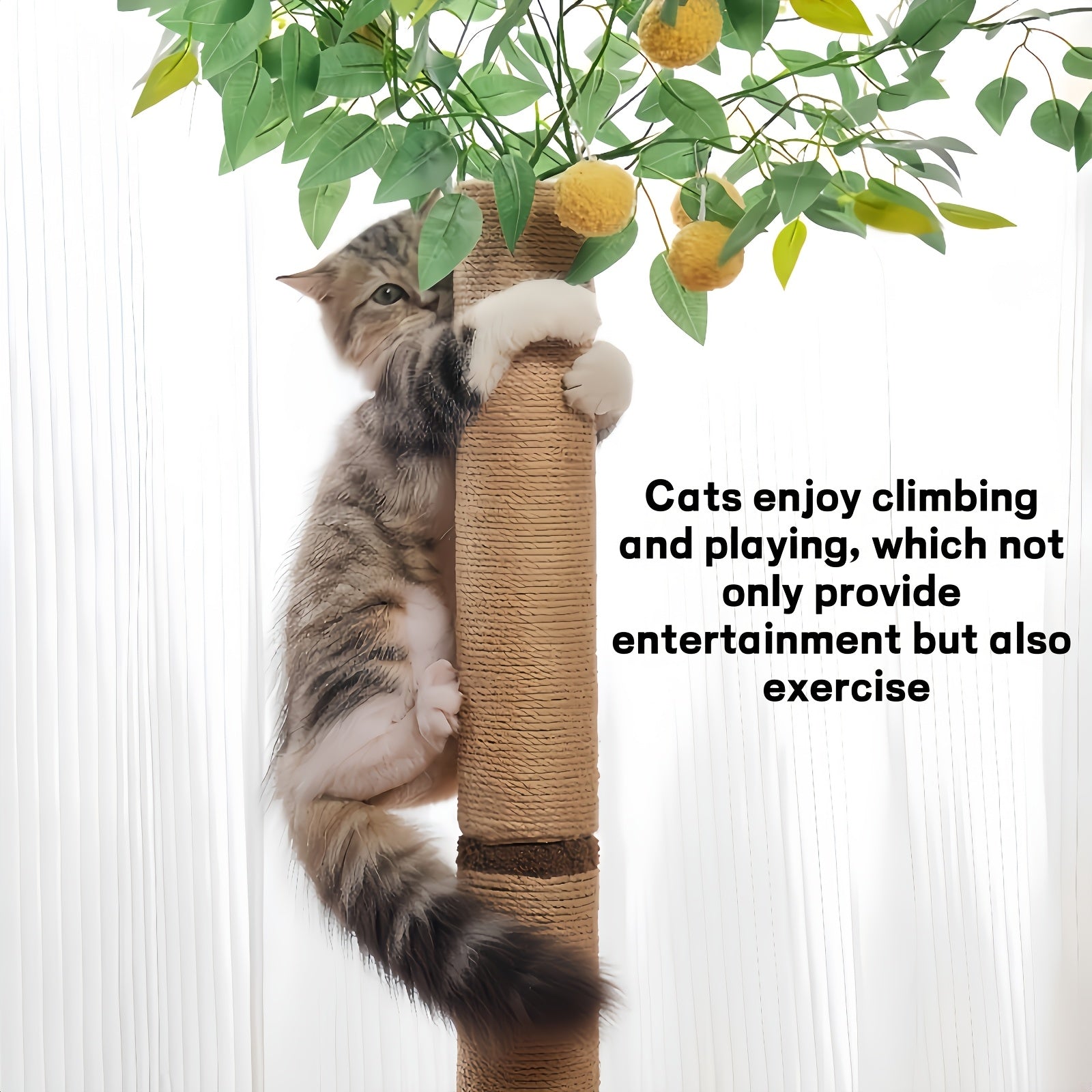 猫咪多功能攀爬柱攀爬树多功能攀爬玩具，磨爪子，蹭痒止痒抓痒，宠物玩具溜溜球猫抓板猫咪玩具用品一体化，摆设美观