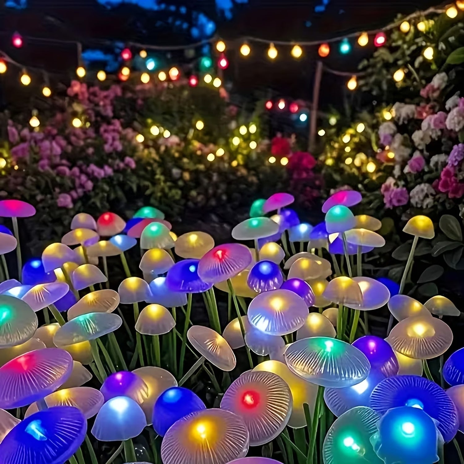 10 LED Solar Garden Mushroom Light 8/6 LED - IP44 Outdoor Courtyard Decorative Light, Perfect for Courtyard, Garden, Lawn, Pathway, Wedding & Festival Aisle Decoration