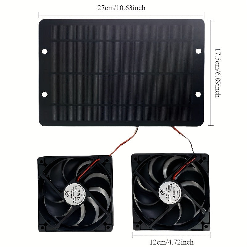 Solar Panel Dual Fan Combo, Light Energy Driven Efficient Heat Dissipation, Suitable for Outdoor, Car and Other Scenes, Create a Comfortable Cooling Experience