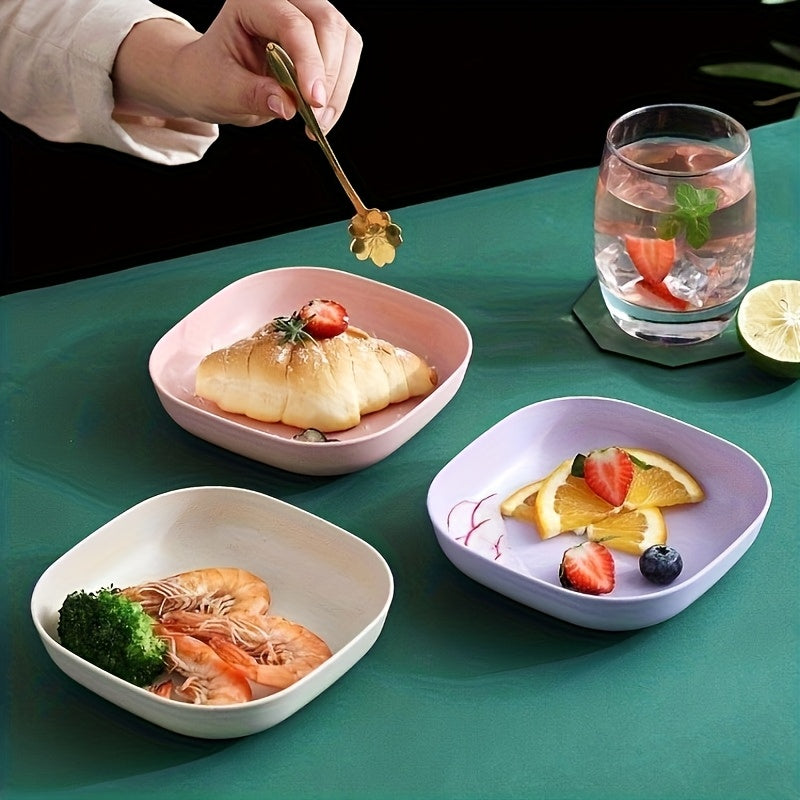 4/5Pcs Square Deepened Plates, Thickened Lightweight Dinner Plates, Microwave Safe & Dishwasher Washable, Easy Clean Stackable Shatterproof Tableware, Ideal for Fruit Salad Dessert Party Camping & Back to School