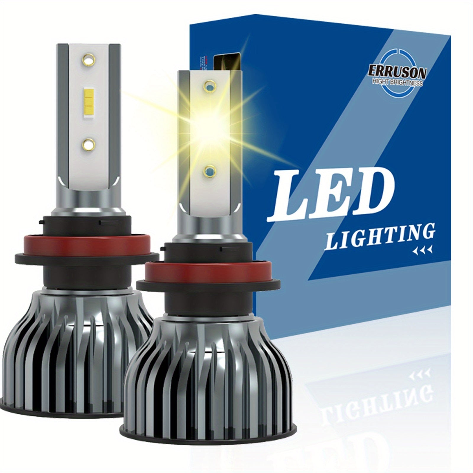 Erruson 2-Pack Dazzling Car Bulbs 9005/HB3 9006/HB4 H11 H4 H7 H1 High/Low Beam Dual-Use Turbo Light, 30000 Lumens 300W 3000K/4300K/6000K/8000K/25000K Car Light, 700% Brightness