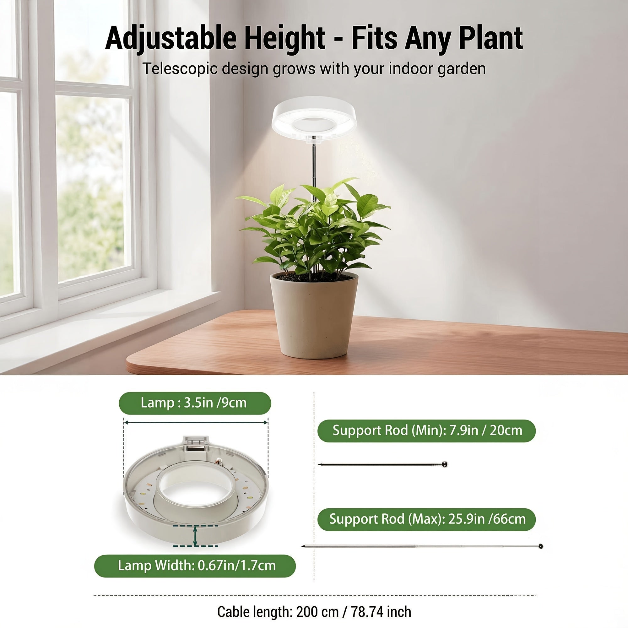 3-Pack Full Spectrum Indoor Plant Grow Light, Adjustable Height & Brightness, Auto Timer, 720° Rotatable Magnetic Lamp Head, Ideal for Herbs, Succulents, Vegetables, Seedlings & All Indoor Plants
