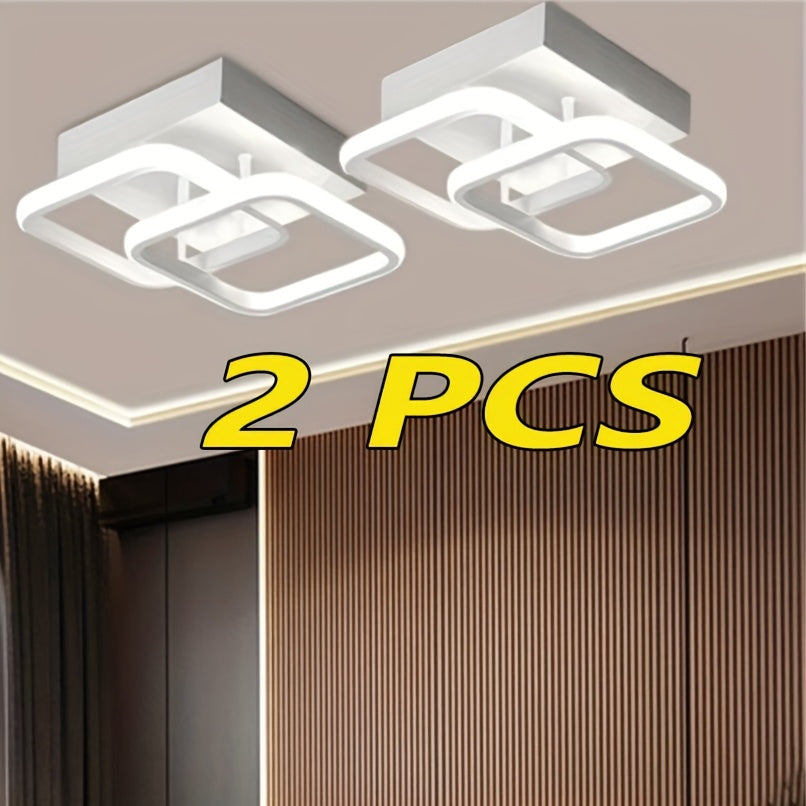 Premium creative square bedroom ceiling light, living room lighting fixture, modern minimalist European and American style three-color changing ceiling light, stylish double-sided ceiling light, energy-saving and durable