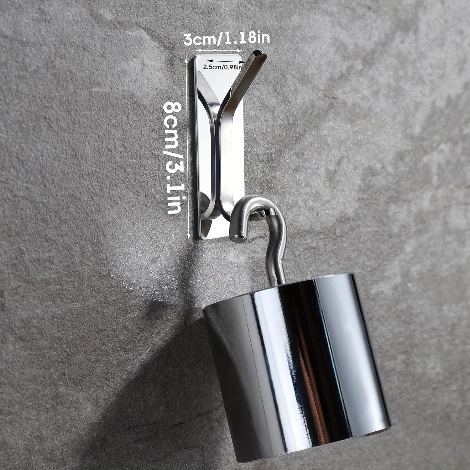 2 or 4 Pack No-Drill Adhesive Hooks - Stainless Steel for Clothes, Towels, Robes, Hats, Keys - Bathroom, Toilet, Bedroom, Dorm, Kitchen, Garage Storage