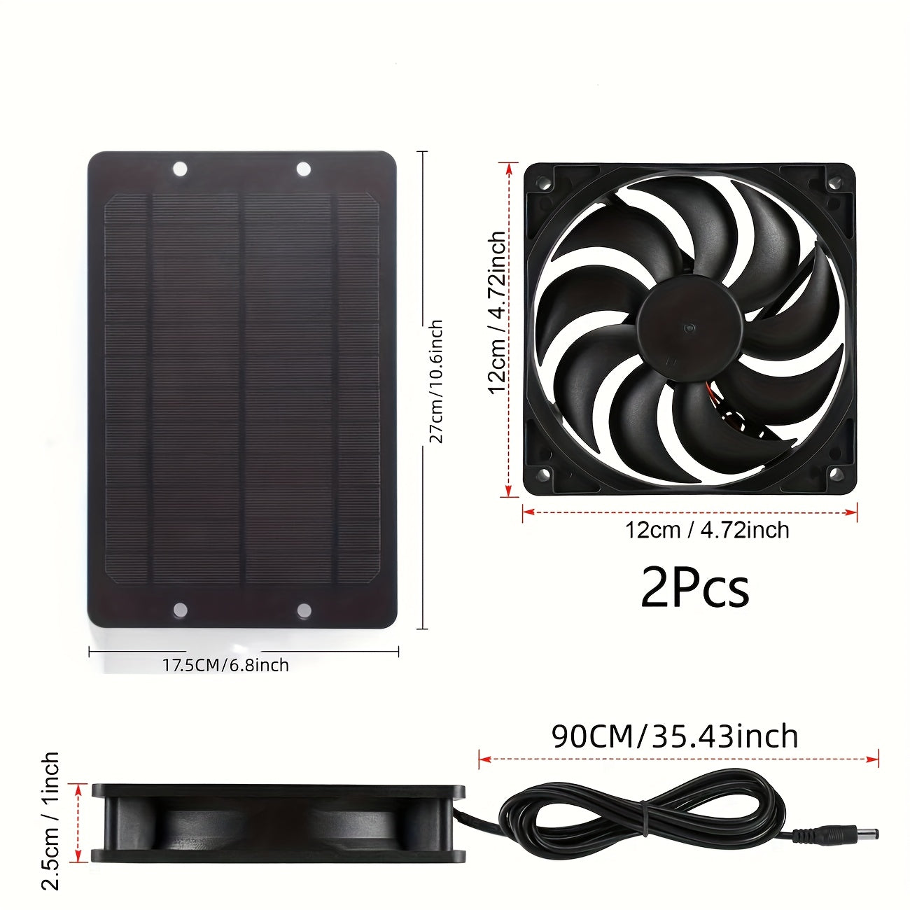 10W 12V Solar Cooling Fan, Dual Suction Cup Design, Suitable for Small Chicken Coop, Greenhouse, Animal Shed and Window Exhaust Duct