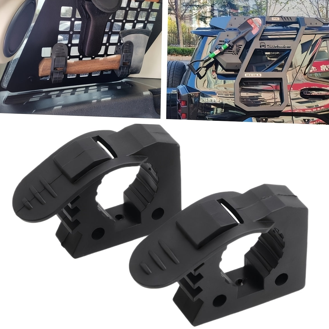 Rubber Clamp Quick Release Shovel Holder with Reinforced Hardware, Mounting Bracket for 1" to 1.6" Diameter Tools, Fits Off-Road Trucks, Trailers, RVs, Boats, ATV, UTV