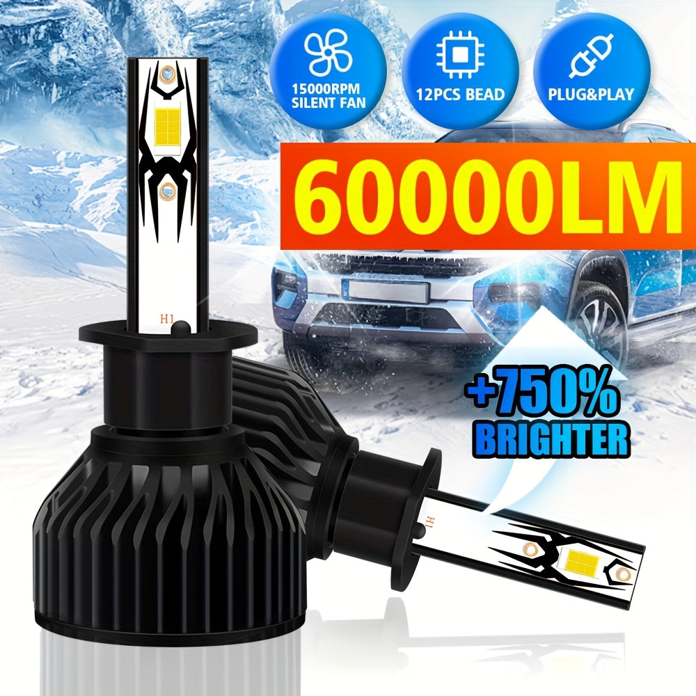 2-Pack H7 LED Bulbs 9005/HB3 9006/HB4 CANBUS Headlight Bulbs 210W Power Dual-Side CSP Chip 6500K Super White Light + 900% Brightness Increase 60,000 Hours Lifespan 12V/24V Universal