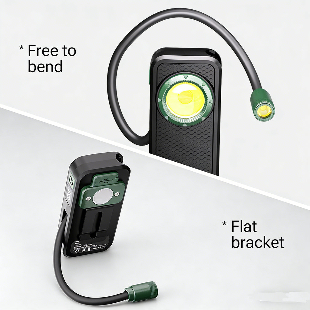 Portable Single-Head LED Work Light USB Rechargeable Magnetic Base COB Lamp Pen Clip Design 360° Rotatable Flexible Head 3 Brightness Levels Ideal for Camping Reading Repair