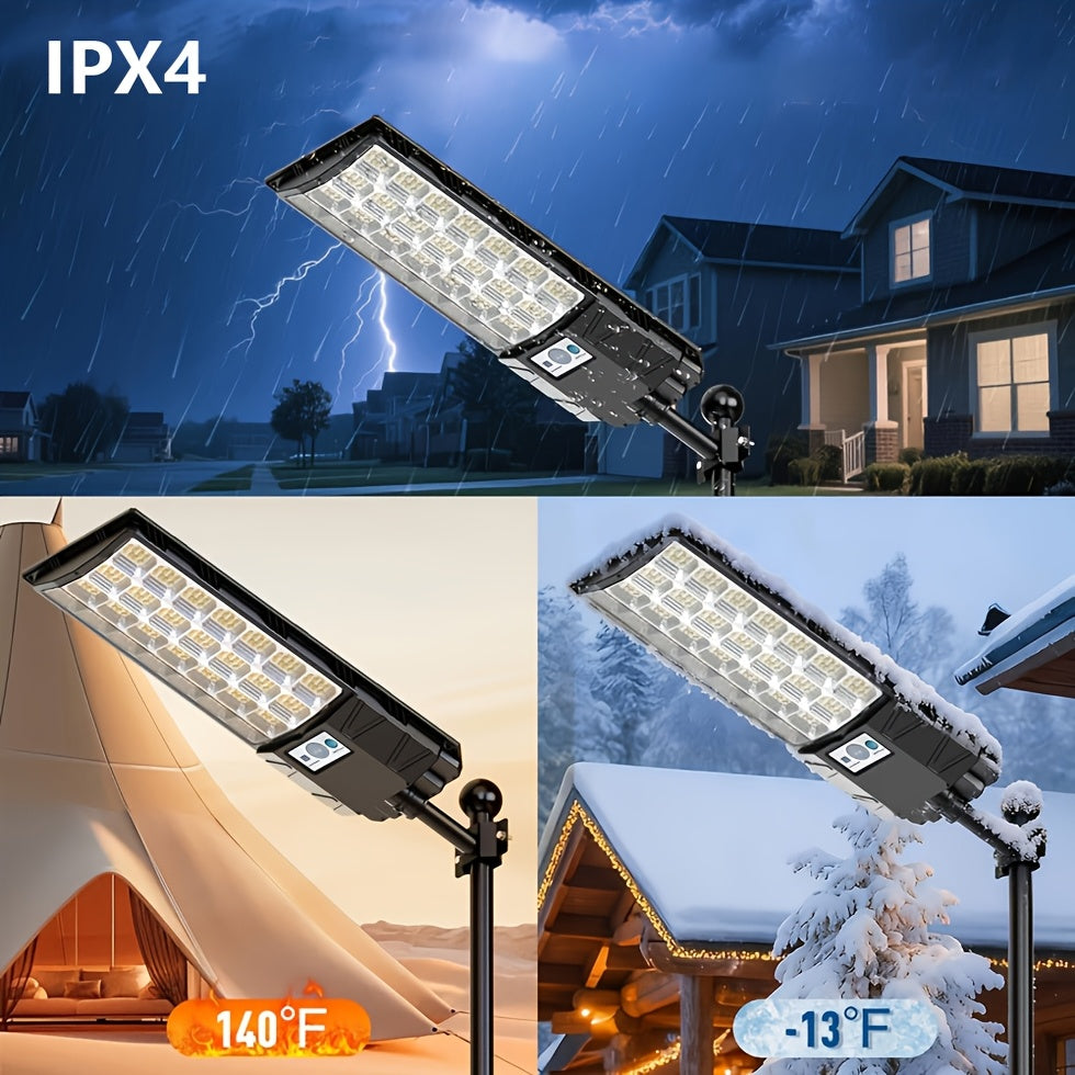 Powerful LED Solar Street Light, Auto Sensor Switch Solar Wall Light, Dusk-to-Dawn Solar Floodlight, 144LED/240LED/336LED Beads, Perfect for Area Lighting, Courtyard, Garage Entrance - Wide Angle Illumination Light