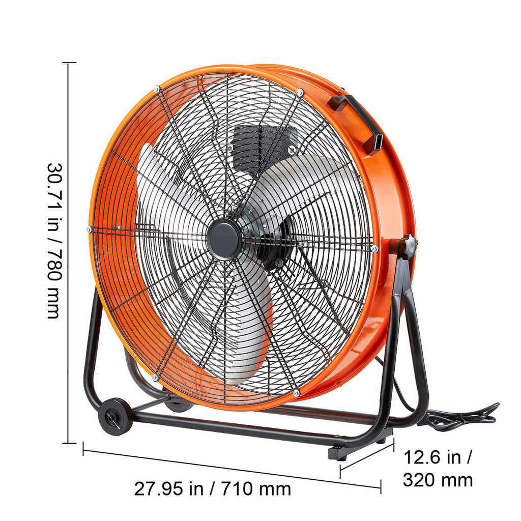 24" High-Speed Industrial Drum Fan, Timer Function, 3-Speed, for Warehouse