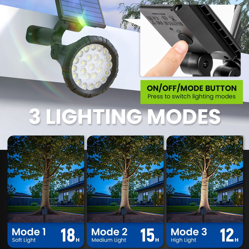 4-pack solar spotlight outdoor IP65 waterproof, flag accent lighting, solar Halloween decorative light, outdoor tree, house, yard, garden, landscape spotlight for Christmas decoration (cool/warm light)