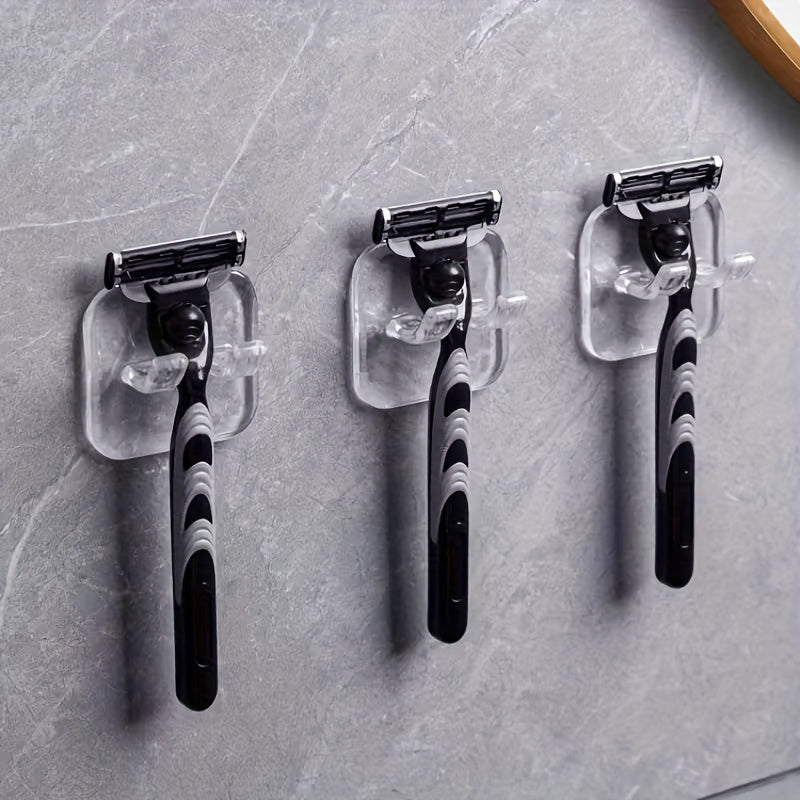 1/2/4 Pack Easy Install Wall Mount Razor Holder - Multi-Function Bathroom Shelf, No Drilling Needed, Perfect for Razor Storage