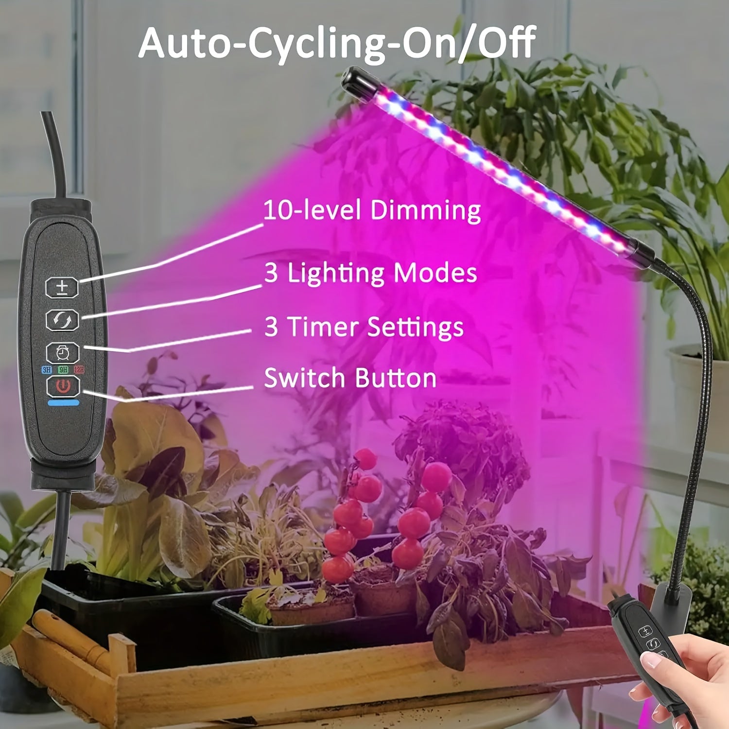 New 60W 1/5-Head Plant Grow Light, 3 Color Modes, 120 LED Beads, Specially Designed for Indoor Plant Cultivation, Foldable, USB Rechargeable, with Adjustable Brightness and Timing Function