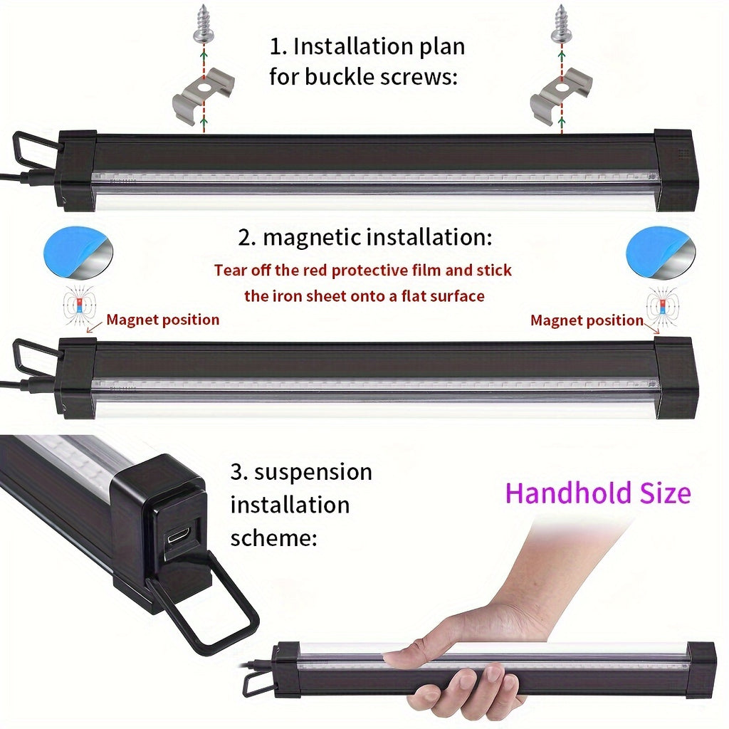 3-pack black light strip, 12W 12.6-inch USB UV light tube, suitable for Halloween/Christmas/Valentine‘s Day glow party supplies, room decoration, body painting, urine detection