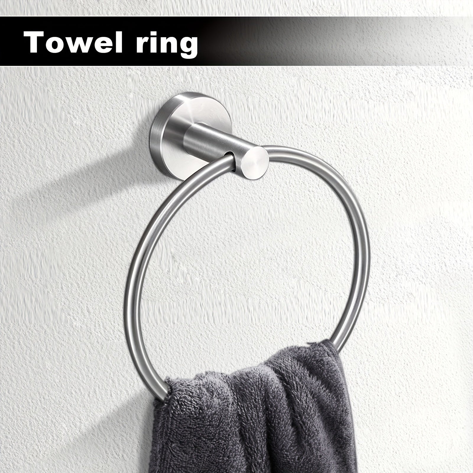 8-Piece 23.6" Bathroom Towel Rack Set - Includes 2 Towel Bars, 2 Towel Hooks, 2 Towel Rings, 2 Tissue Holders - Brushed Silver Bathroom Accessory Set