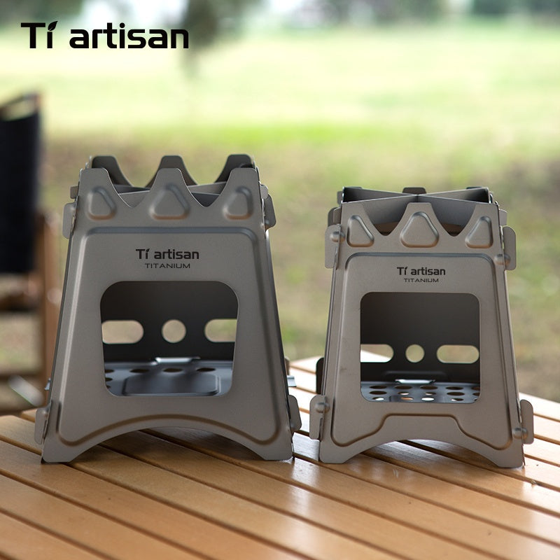 Tiartisan 1-Pack Pure Titanium Camping Stove, Detachable Portable Card Stove, Ultra-Light Multi-Functional Outdoor Survival Camping Stove with Stand (Holds Small Cookware When Assembled), Includes Storage Pouch