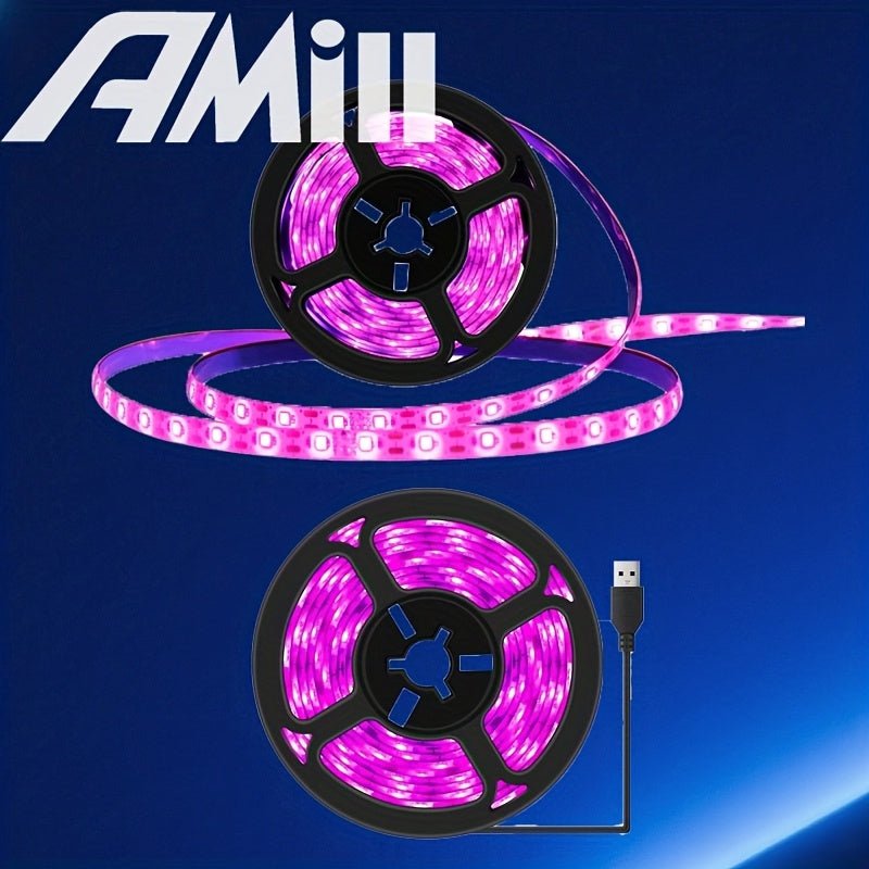 118.11 Inch LED Plant Light Strip, USB 5V 2835 Full Spectrum Grow Light Strip, Supplemental Light for Vegetables, Flowers and Succulents, Boost Plant Photosynthesis, Easy to Install and Operate