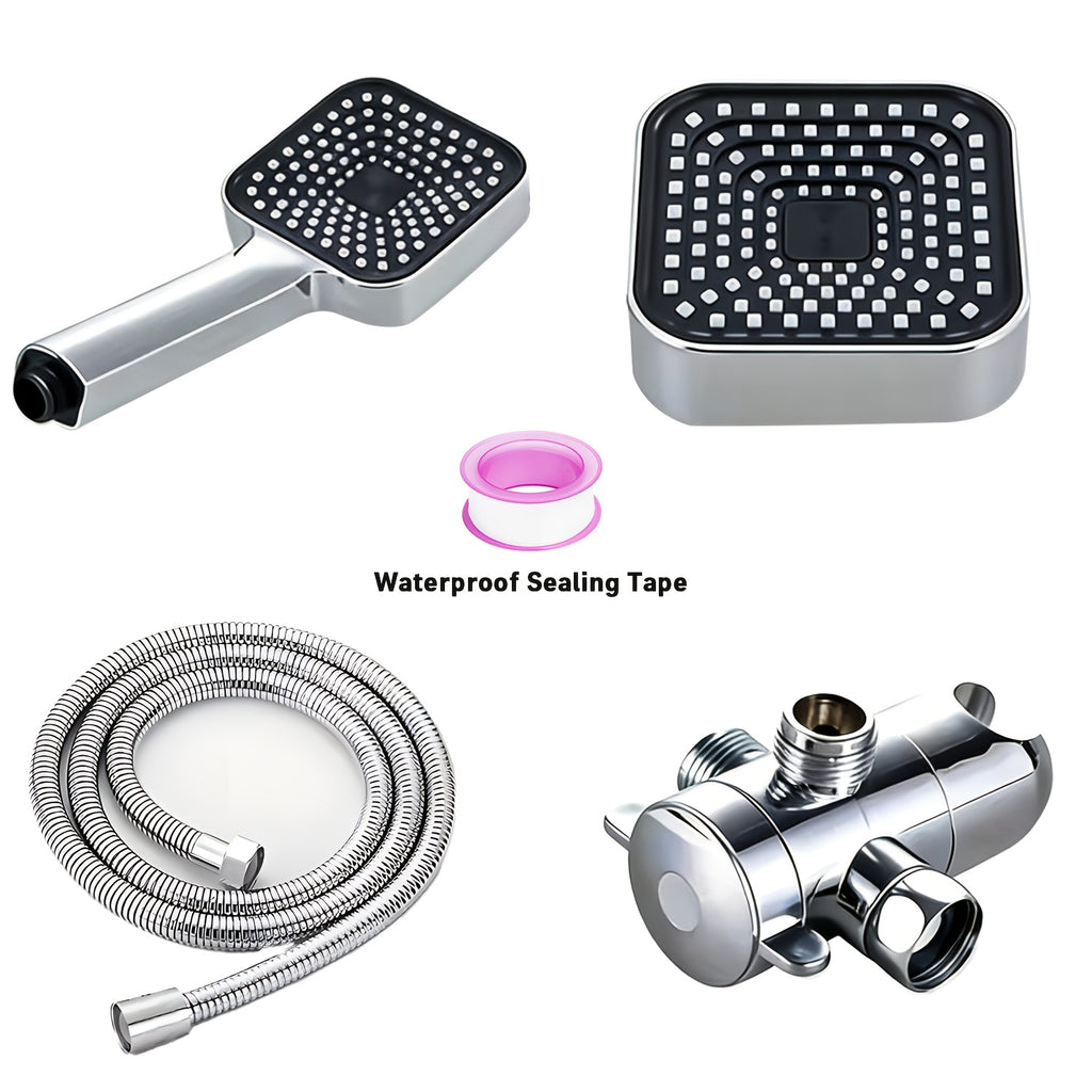 2-in-1 Handheld Shower with Extended Hose (High Pressure Rain Shower System) | Heavy Duty ABS Wall Mount Shower Set with T-Diverter Valve, Polished Finish, Full Body Coverage, Quick Installation (No Electricity) – Modern Bathroom Upgrade