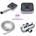 2-in-1 Handheld Shower with Extended Hose (High Pressure Rain Shower System) | Heavy Duty ABS Wall Mount Shower Set with T-Diverter Valve, Polished Finish, Full Body Coverage, Quick Installation (No Electricity) – Modern Bathroom Upgrade