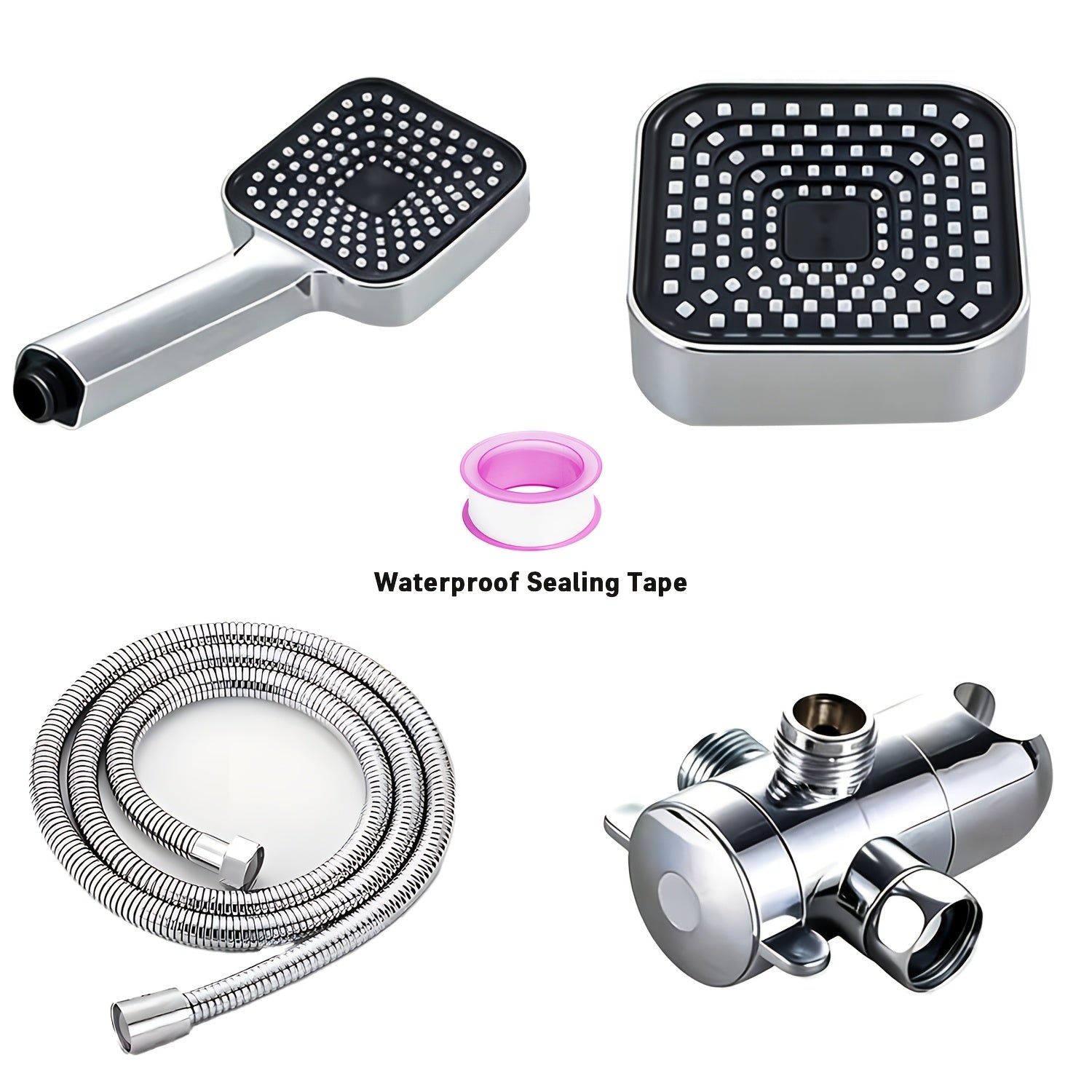 2-in-1 Handheld Shower with Extended Hose (High Pressure Rain Shower System) | Heavy Duty ABS Wall Mount Shower Set with T-Diverter Valve, Polished Finish, Full Body Coverage, Quick Installation (No Electricity) – Modern Bathroom Upgrade