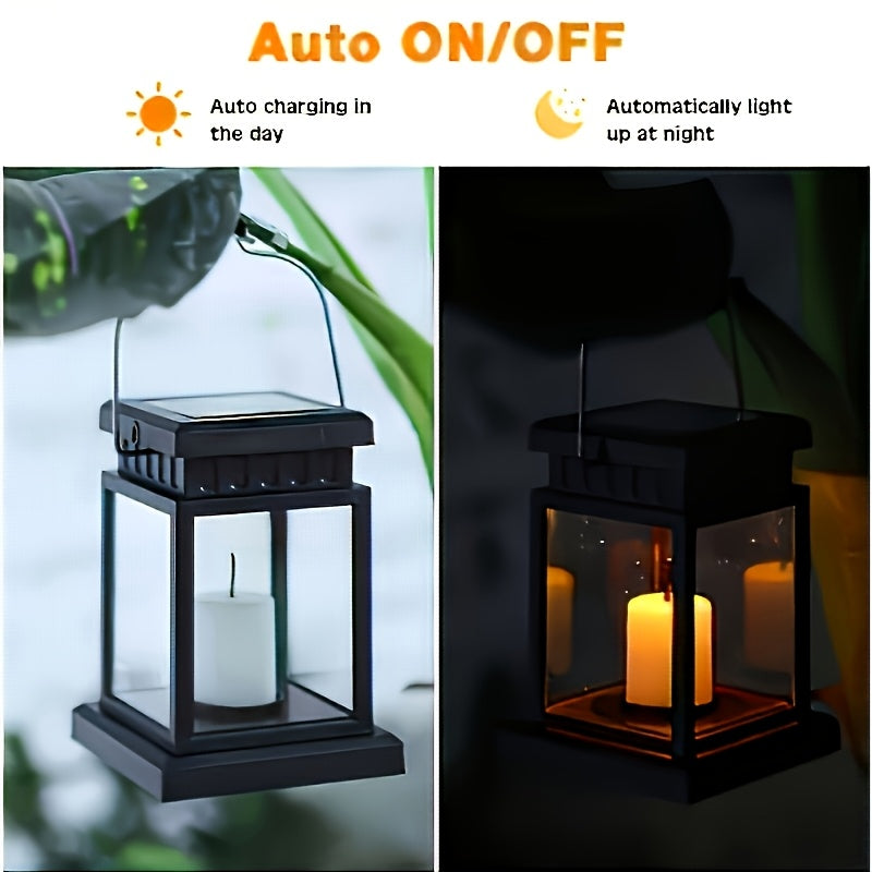 Solar Outdoor Table Lamp, LED Flickering Flameless Candle Effect, Garden Hanging Decorative Light, Perfect for Dining Table, Courtyard, Lawn and Outdoor Party Decoration