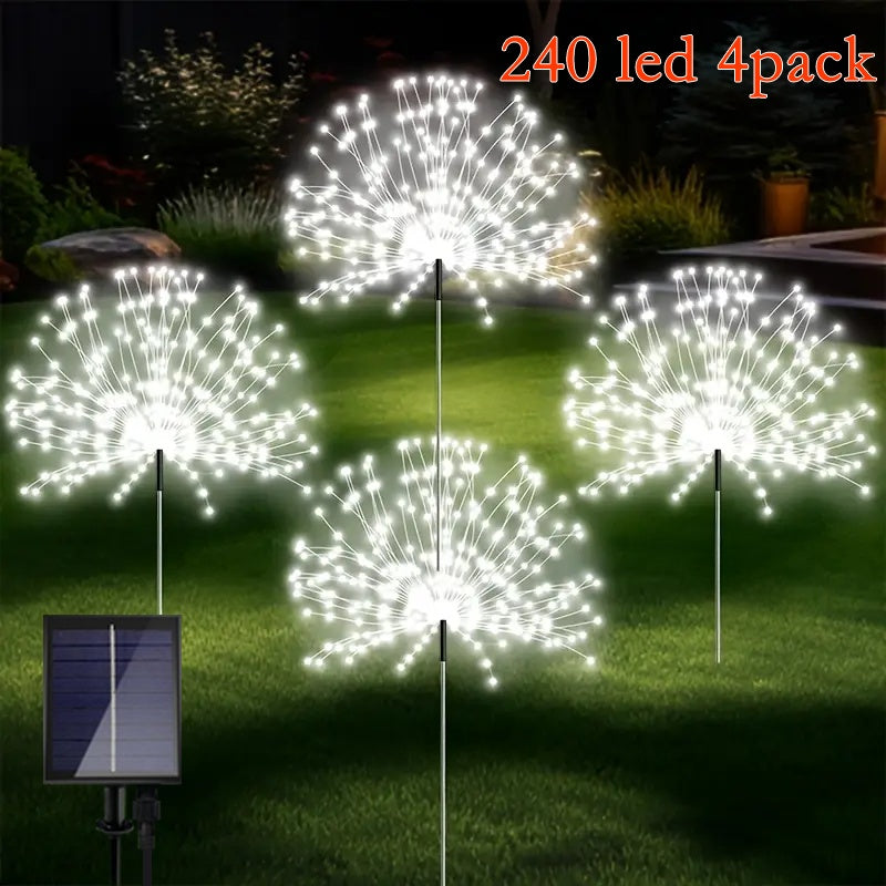FACHOI 5件套-400颗LED太阳能烟花灯 5件套-300颗LED智能光感DIY太阳能装饰灯 适用于商业街、小径装饰、花园露台 4件套-320颗LED 8种照明模式 4件套-240颗LED 白光/彩光/暖光