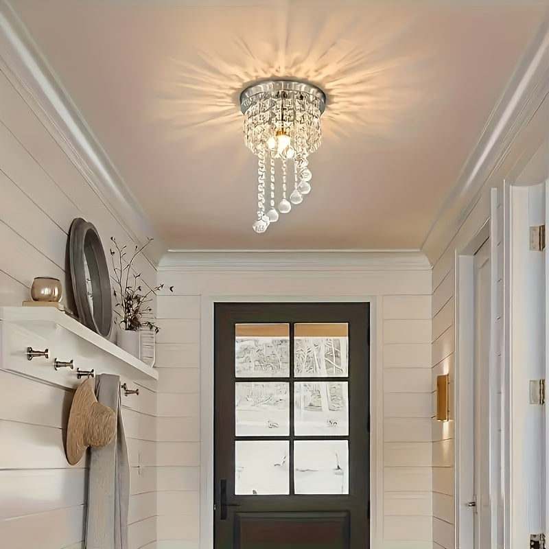 S-shaped crystal ceiling light, suitable for living room, bedroom, dining area and hallway (E14 base, bulb not included, purchase separately)