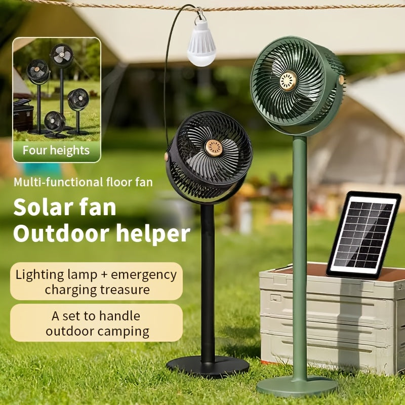 USB Charging Home Standing Fan, Solar Standing Fan, Outdoor Solar Charging Electric Fan, Retractable Floor Fan, Long Lasting Durable Fan, Perfect for Home Living Room and Outdoor Camping