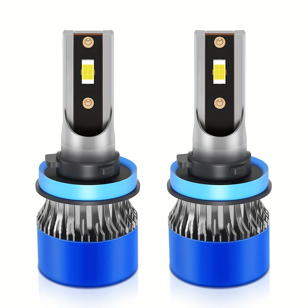 2Pcs H1 H7 H11 9005 9006 9012 H4 H13 9007 9004 LED Car Headlights, Brightness 3570 CSP Chip 6000K White Light 60000 Lumens 200W High/Low Beam Fog Light Fast Heat Dissipation
