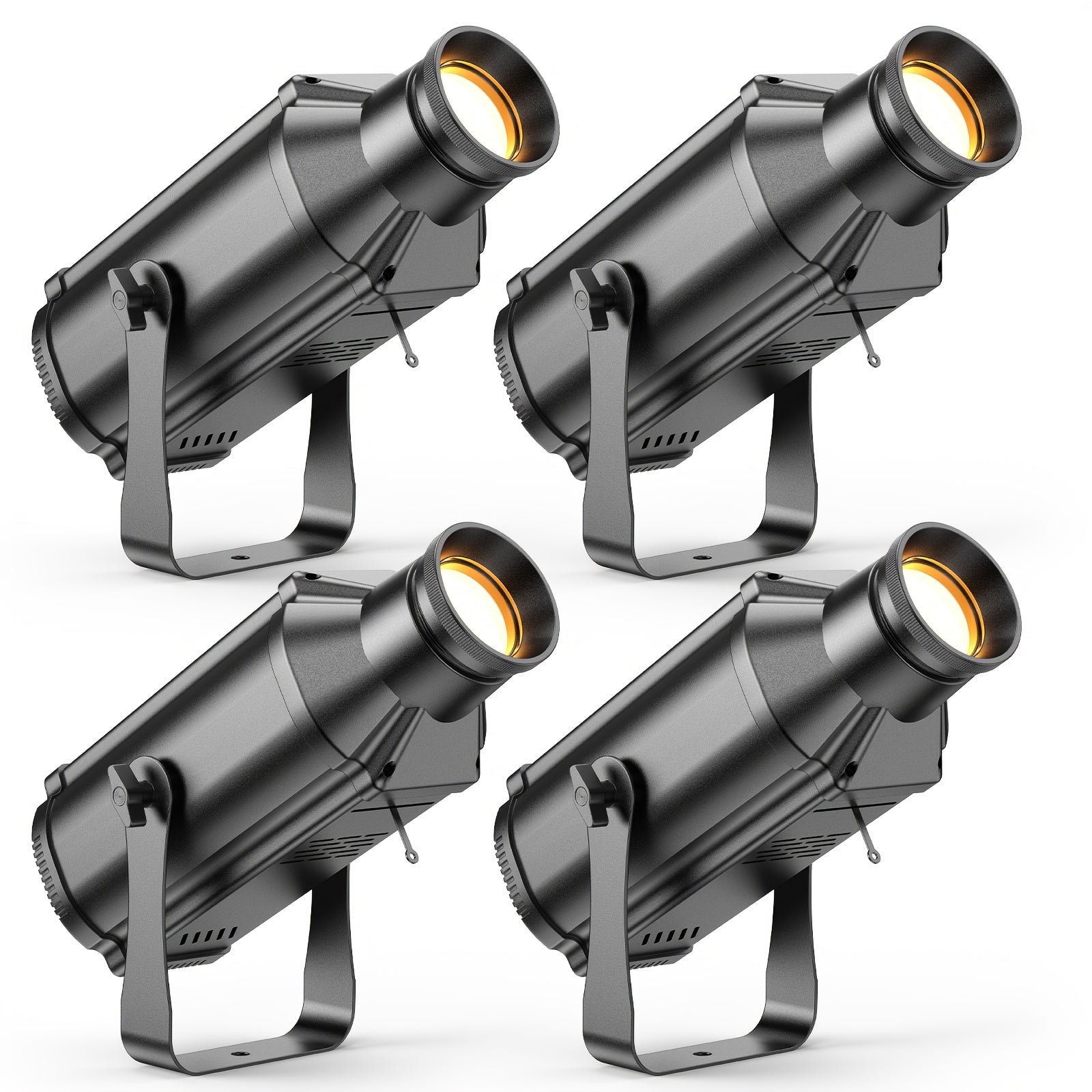 Compact stage light, featuring 150W warm/cool white COB technology, adjustable 3200K to 5600K, with zoom control and DMX512 compatibility. These 6-channel manual focus LED spotlights are perfect for performances and events.