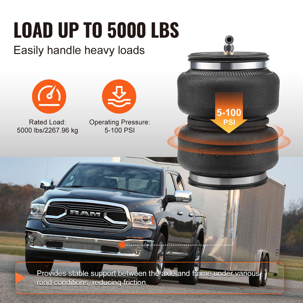 VEVOR Air Bag Suspension Kit, Air Spring Suspension Bag Kit, 5000 Lbs Load Capacity, 5 to 100 PSI