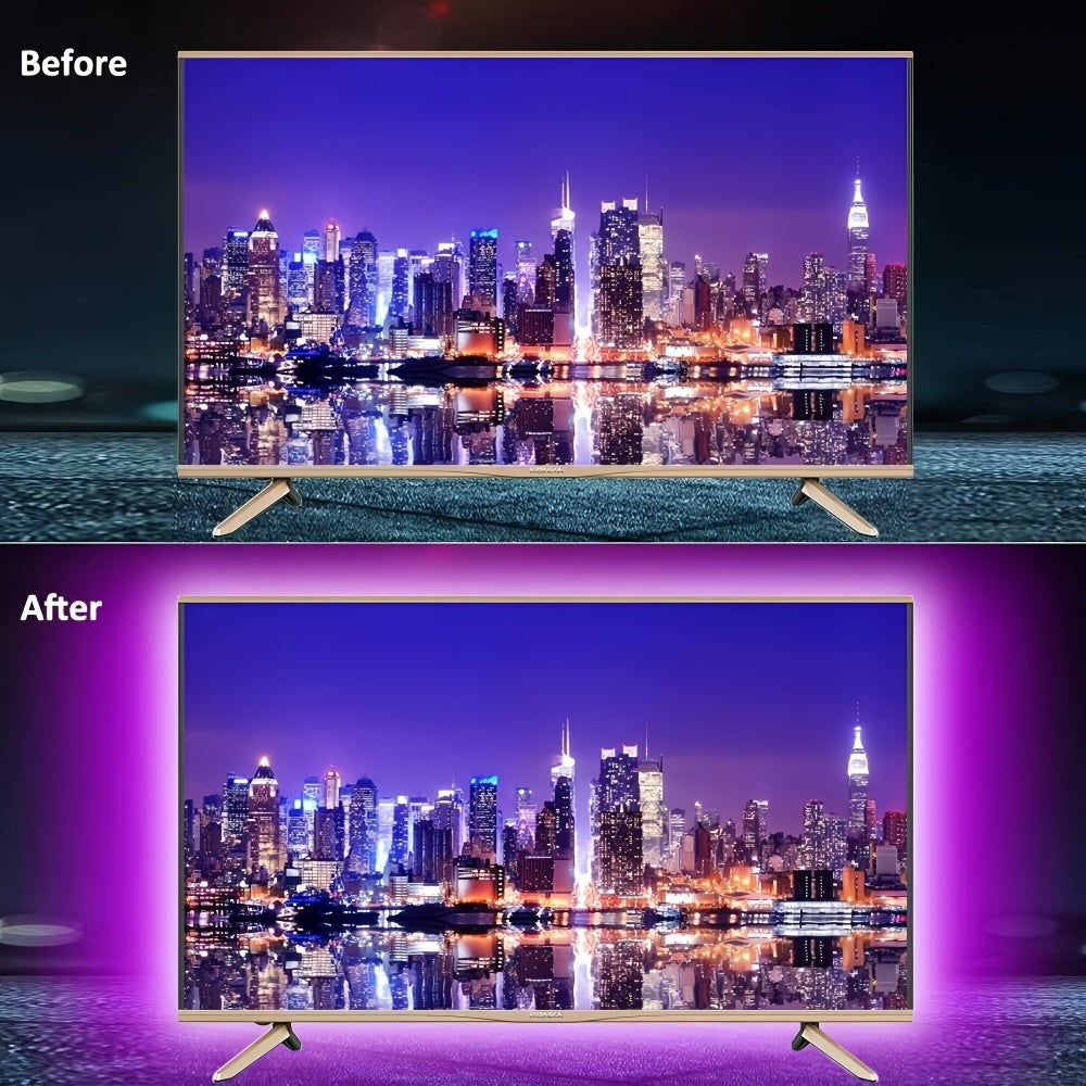 3.28英尺 RGB LED灯带，带迷你控制器，实现多彩效果，兼容笔记本电脑和各种电子设备，适用于卧室、派对、家居装饰、电视背光、圣诞节和节日装饰