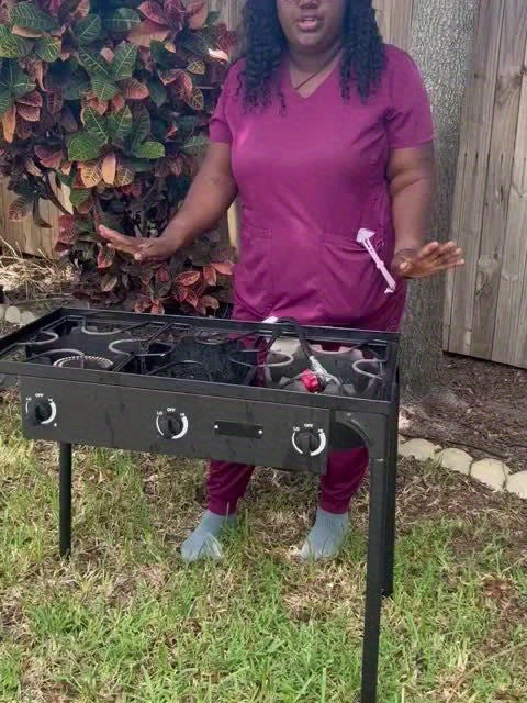 Outdoor Stove, 3-Burner, High-Pressure Propane Gas Camping Stove with Detachable Legs, Ideal for Camping & Patio, 225,000 BTU