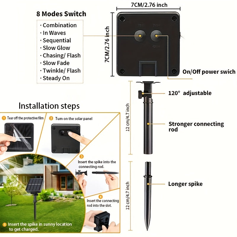 4包装 50LED*4/100LED*4，LED仙女灯串户外花环太阳能节日圣诞灯，适用于花园派对树装饰