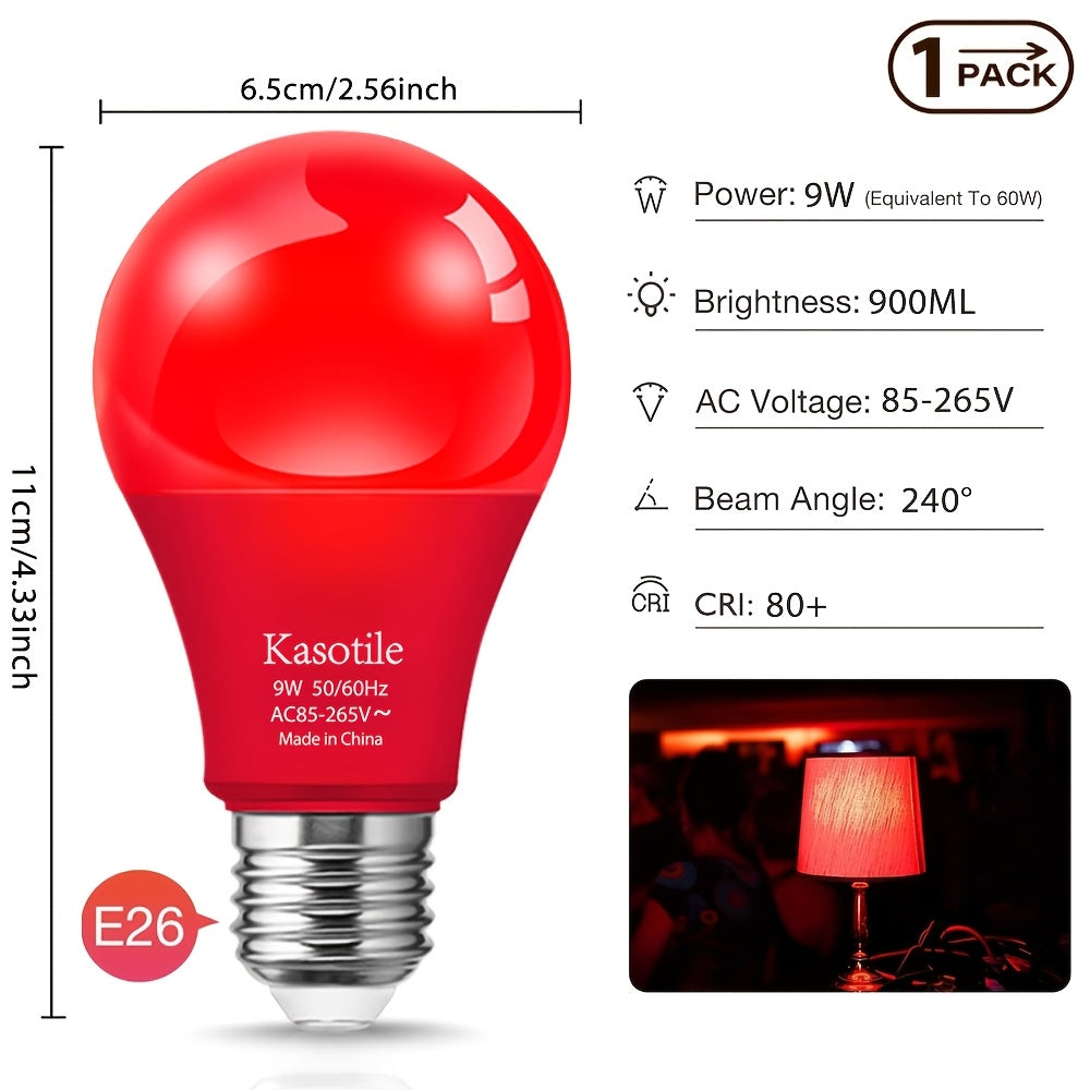 Colored bulb 9W E26 base, suitable for Halloween, Christmas parties, holiday lighting, colors available in blue/red/green/purple/orange/pink