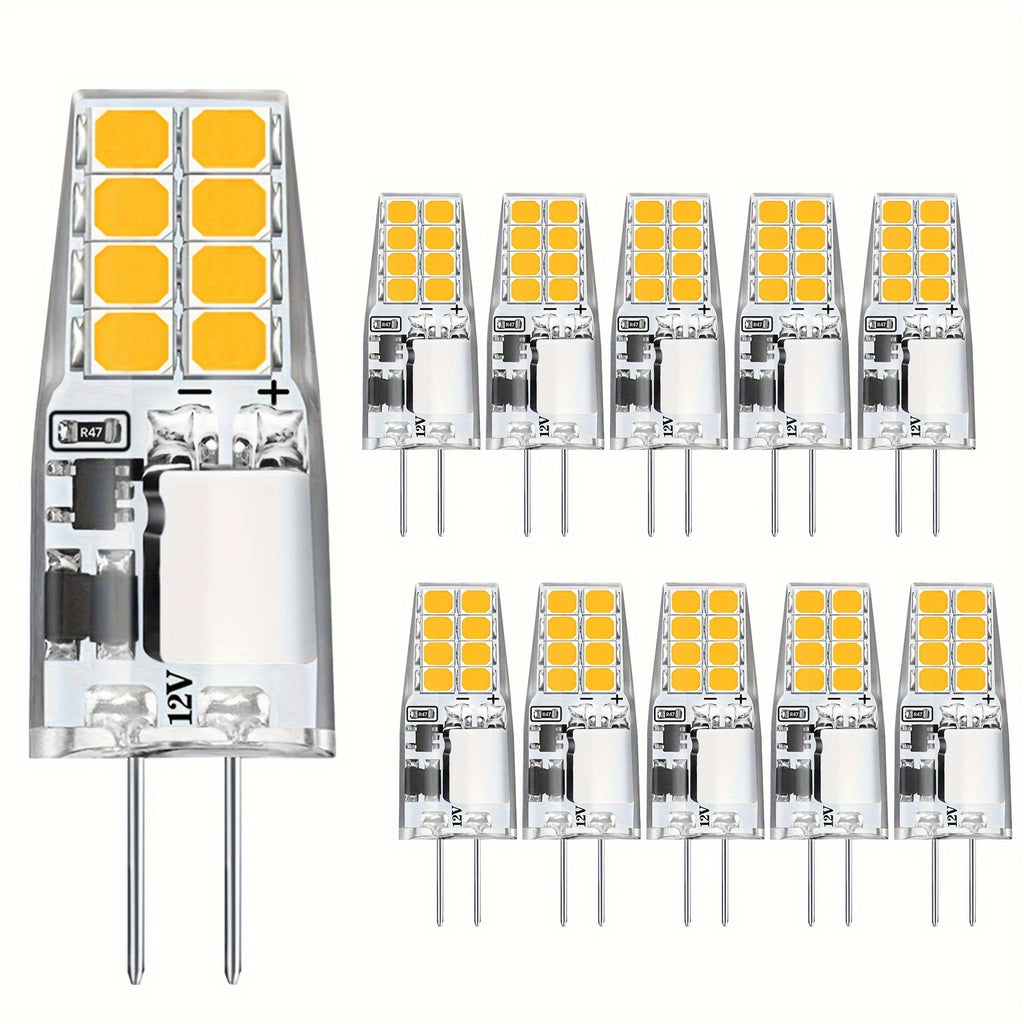 10-pack G4 type LED bulb, low voltage 16 LED beads, AC/DC 12V, flicker-free, 2W warm white 2700K / cool white 6000K, small bulb