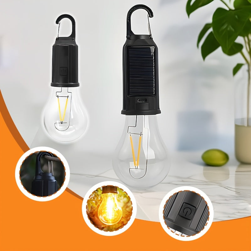 2 Pack Bright Solar Charging LED Commercial Lighting Light, Portable Hook Design Ambient Decorative Warm Light, Night Area Lighting Flashlight, 3 Lighting Modes, Perfect for Parties, Festival Events, Streets, Shopping Malls, Tents