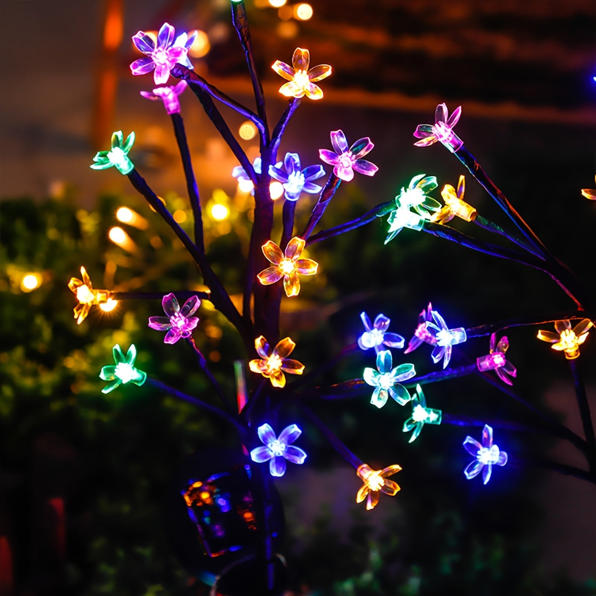 1pc/2pcs Solar Branch Cherry Blossom Light, Christmas Outdoor Courtyard Decorative Cherry Blossom LED Ground Insert Light Suitable for Garden Lawn Courtyard Patio Decoration, Path, Perfect Christmas Holiday Party Decoration Gift