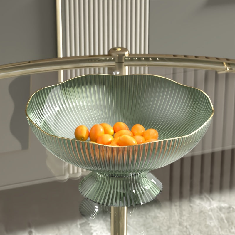 1 Set of Light Luxury Home Fruit Bowl, Transparent PET Plastic, Ins Style Snack Tray with Gold Edge, Flower & Fruit Basket, KTV Fruit Bowl