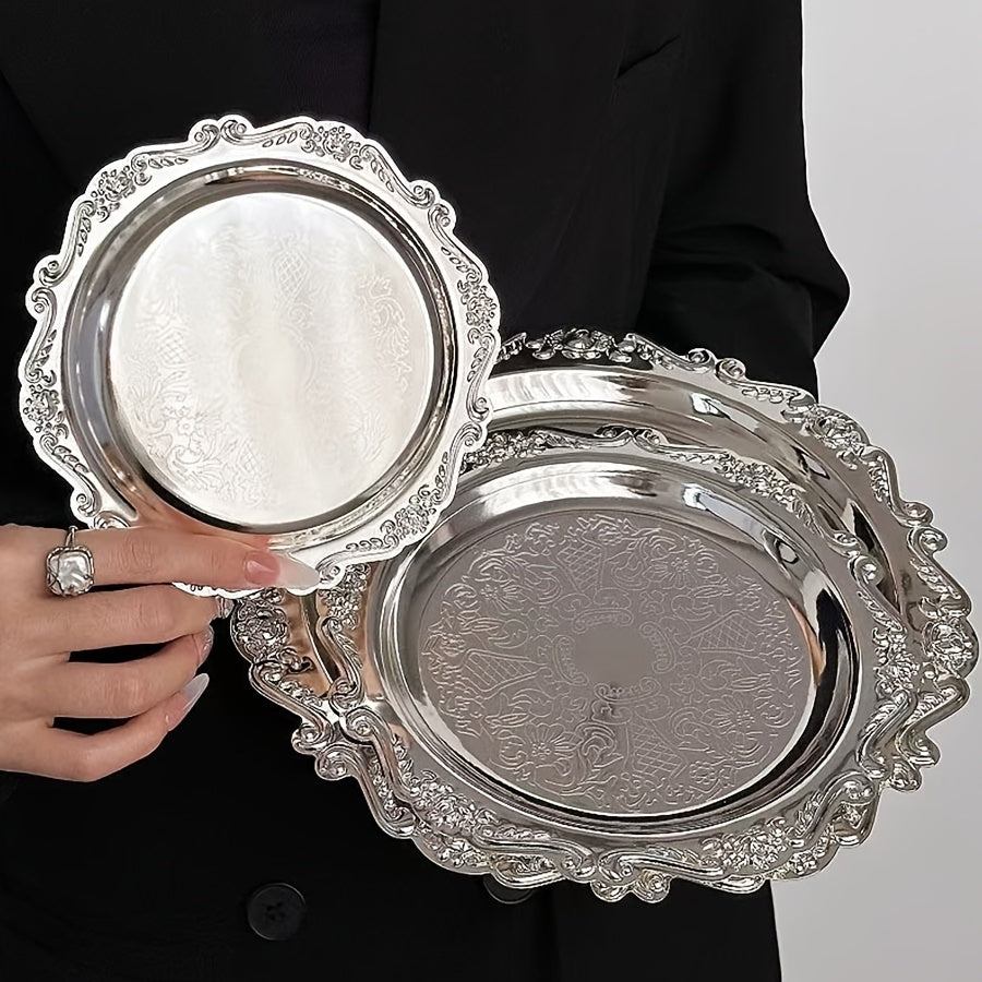 Set of 4 Metal Cake Plates, for Afternoon Tea, Serving Pastries, Snacks, Fruit, or as Decorative Jewelry Organizer (Not Food Contact)