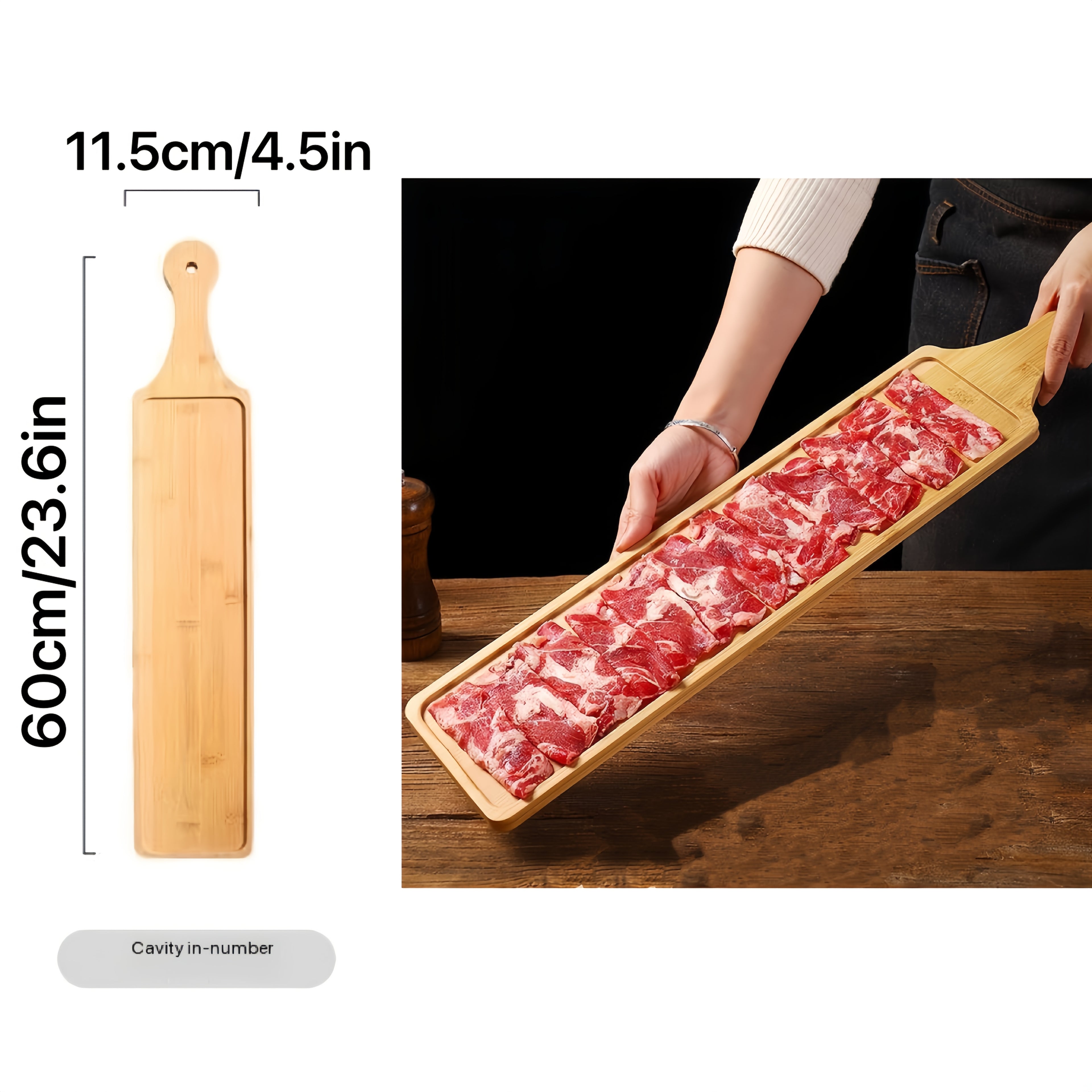 1PC/2PCS Bamboo Rectangular Tray, Up to 31.4in / 80cm – Perfect for Hot Pot, Steak, Appetizers – Durable Kitchen & Restaurant Serveware – Natural Bamboo Display Board, 3 Sizes Available for Multiple Scenarios