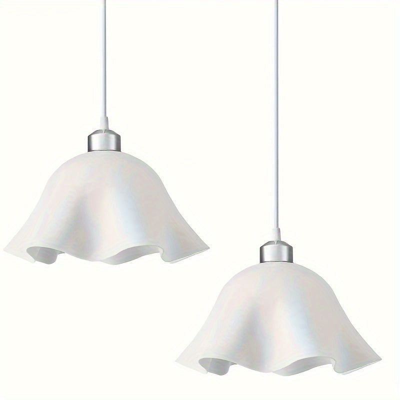 Two-Piece Pendant Light, Ceiling Light, Frosted Plastic White Shade, Plug-in Hanging Ceiling Light for Bedroom, Living Room, Hallway (Bulb Not Included!!!)