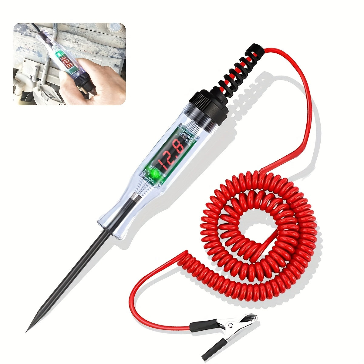 1pc Digital Car Circuit Tester with LED Display – Automotive Diagnostic Test Pen, 6-24V DC Auto Voltage Tester – Electrical Testing Tool for Cars & Trucks, Bidirectional Test Probe