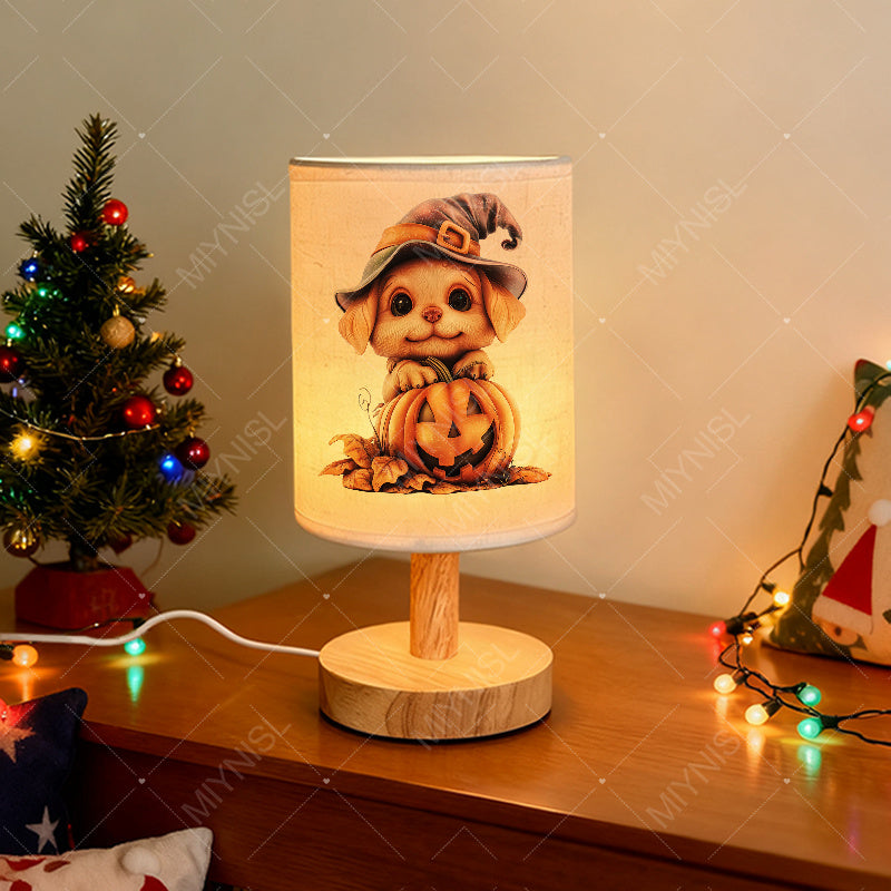 Modern plug-in bay window light with USB interface - warm light reading bedside lamp, cute puppy wearing a wizard hat with harmonious colors, plug switch control bay window surface light, wife/Valentine‘s Day gift (plastic lamp tube)